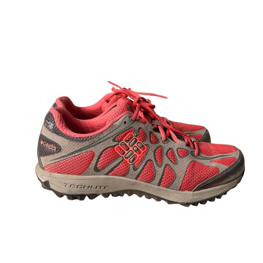 Columbia Titanium OutDry Waterproof Hiking Shoes Red Grey‎ Womens 9 BL3993-604